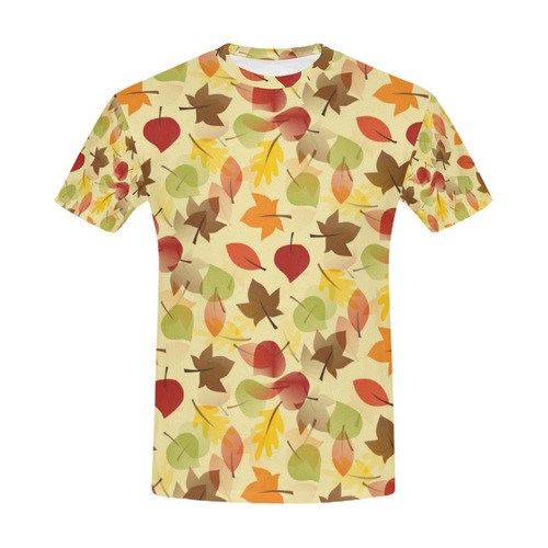 Autumn flat LEAVES Pattern All Over Print T-Shirt for Men (USA Size) (Model T40)