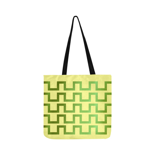 Designers bag with zig-zag Green stripes Reusable Shopping Bag Model 1660 (Two sides)