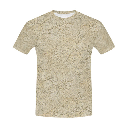 Old CROCHET / LACE FLORAL pattern - beige All Over Print T-Shirt for Men (USA Size) (Model T40)