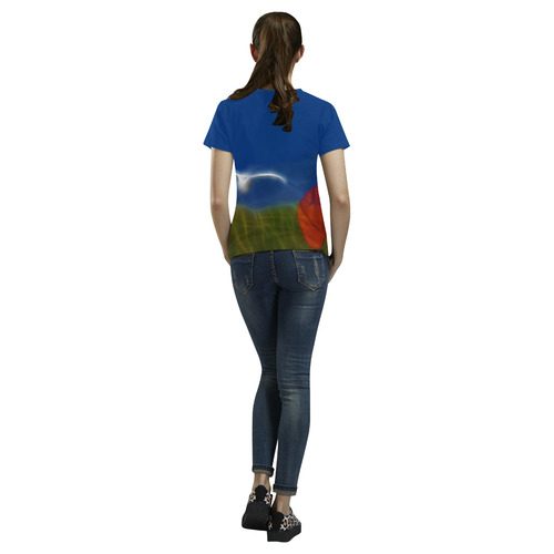 Wonderfull Summer with Seagull and Poppy All Over Print T-Shirt for Women (USA Size) (Model T40)