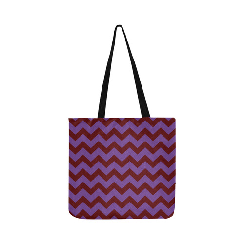 DESIGNERS BAG : zig - zag Stripes brown purple Reusable Shopping Bag Model 1660 (Two sides)