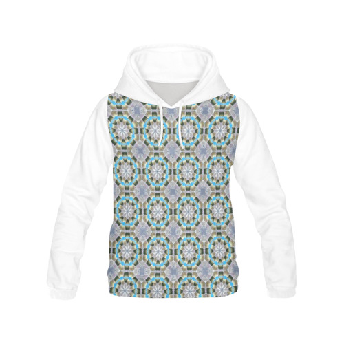Gray Green and Blue Abstract All Over Print Hoodie for Women (USA Size) (Model H13)