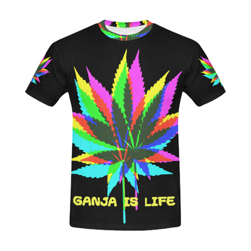 Wild Hemp Leaves - neon colored All Over Print T-Shirt for Men (USA Size) (Model T40)