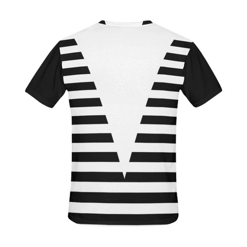 Geometric Style White solid Stripes Big Triangle All Over Print T-Shirt for Men (USA Size) (Model T40)