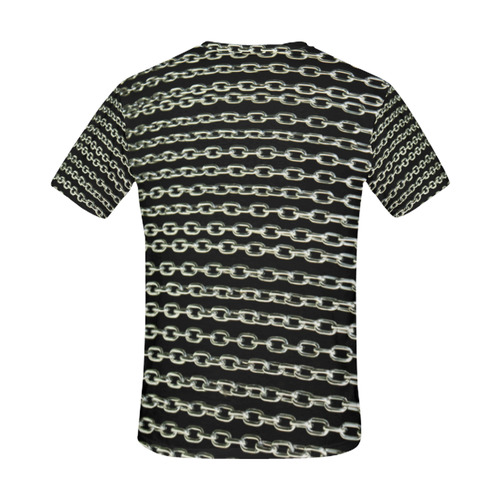 SILVER METAL CHAINS mirrored - Black Background All Over Print T-Shirt for Men (USA Size) (Model T40)
