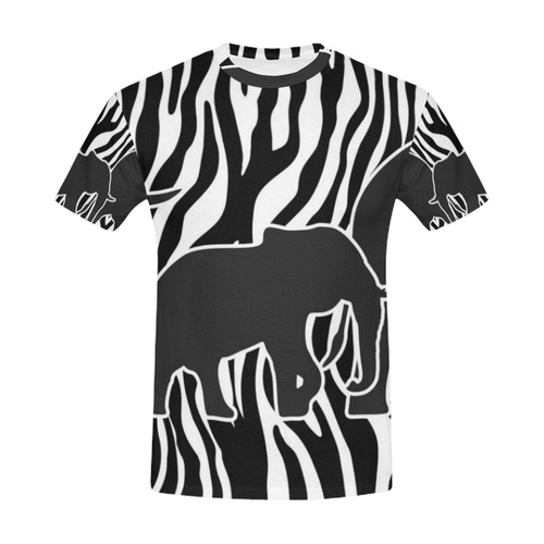 ELEPHANTS to ZEBRA stripes black & white All Over Print T-Shirt for Men (USA Size) (Model T40)