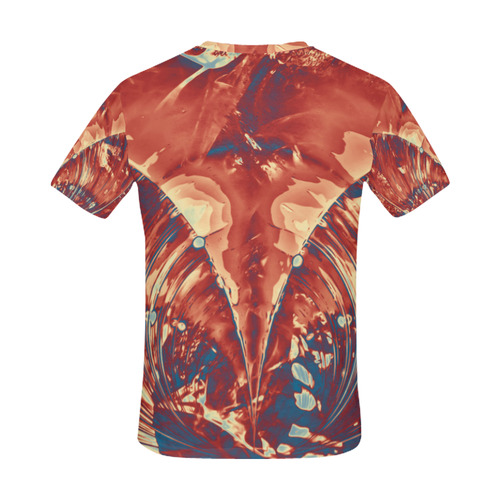 Abstract Fractal Painting - dark red blue beige All Over Print T-Shirt for Men (USA Size) (Model T40)