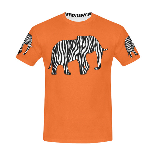 ZEBRAPHANT Elephant with Zebra Stripes black white All Over Print T-Shirt for Men (USA Size) (Model T40)