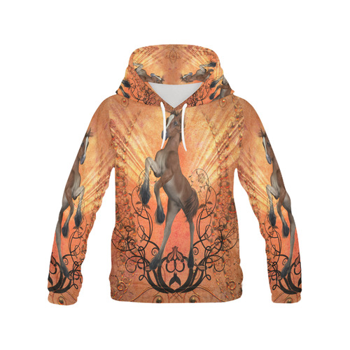 Awesome, cute foal with floral elements All Over Print Hoodie for Women (USA Size) (Model H13)