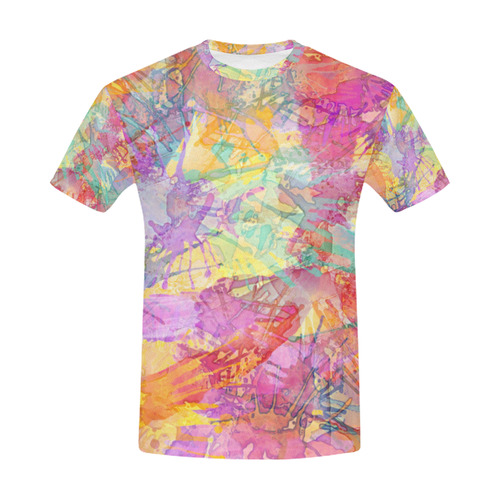 Watercolor Painting Splashes Pastel Multicolored All Over Print T-Shirt for Men (USA Size) (Model T40)