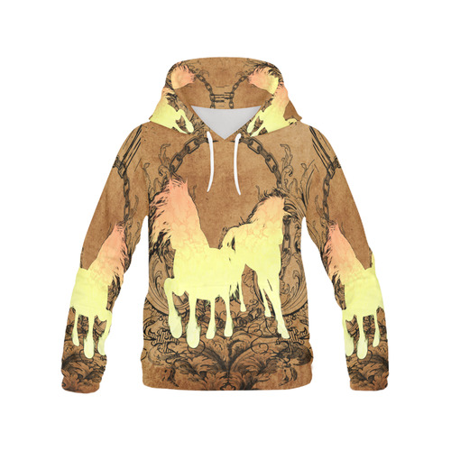 Beautiful horse silhouette in yellow colors All Over Print Hoodie for Women (USA Size) (Model H13)