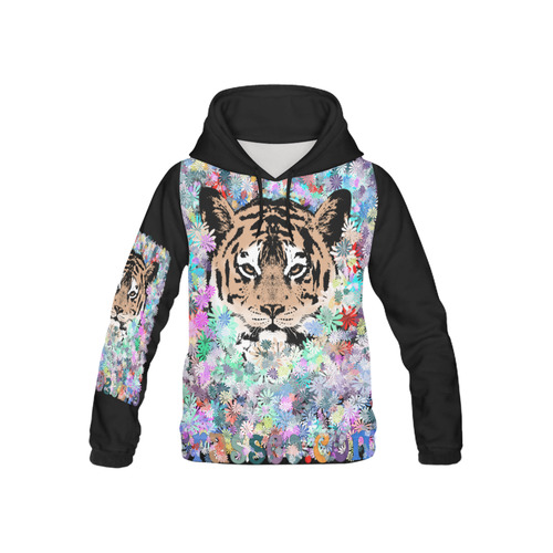 TIGER FLOWERS 3 All Over Print Hoodie for Kid (USA Size) (Model H13)