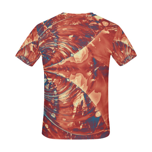 Abstract Fractal Painting - dark red blue beige All Over Print T-Shirt for Men (USA Size) (Model T40)