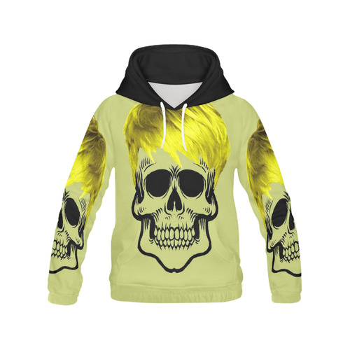 funny skull, yellow All Over Print Hoodie for Men (USA Size) (Model H13)