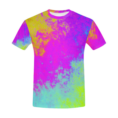 Grunge Radial Gradients Red Yellow Pink Cyan Green All Over Print T-Shirt for Men (USA Size) (Model T40)
