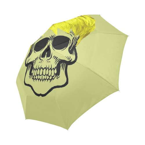 funny skull, yellow Auto-Foldable Umbrella (Model U04)