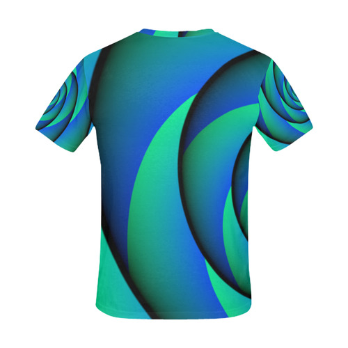 POWER SPIRAL - WAVES blue green All Over Print T-Shirt for Men (USA Size) (Model T40)