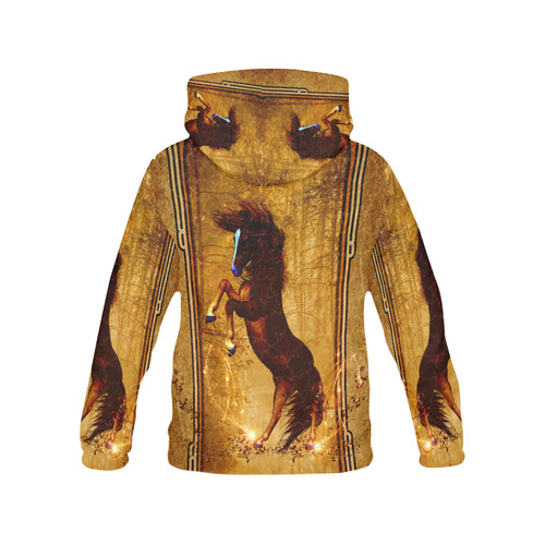 Awesome horse, vintage background All Over Print Hoodie for Women (USA Size) (Model H13)