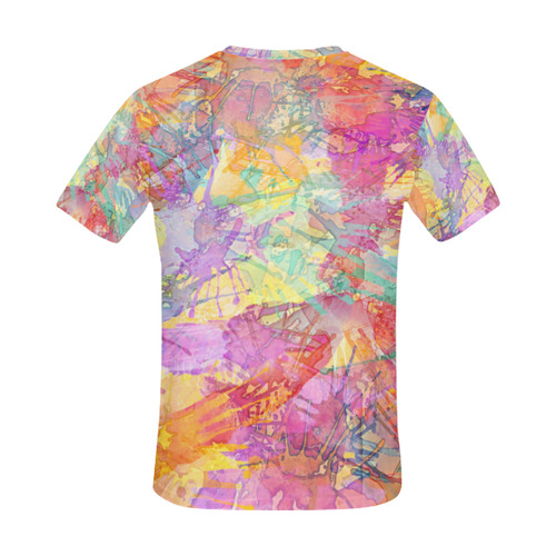 Watercolor Painting Splashes Pastel Multicolored All Over Print T-Shirt for Men (USA Size) (Model T40)