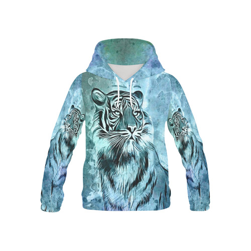 Watercolor Tiger All Over Print Hoodie for Kid (USA Size) (Model H13)