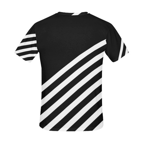 Modern Black Background Diagonal Stripes Cut All Over Print T-Shirt for Men (USA Size) (Model T40)