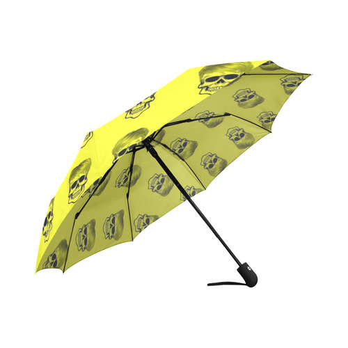 Funny Skull Pattern, yellow Auto-Foldable Umbrella (Model U04)