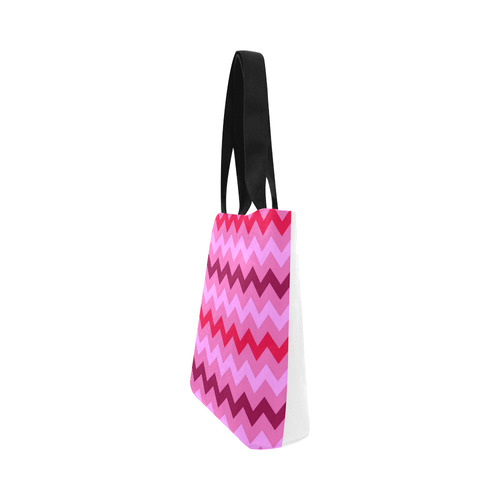 Designers bag with Pink zig-zag Stripes Canvas Tote Bag (Model 1657)