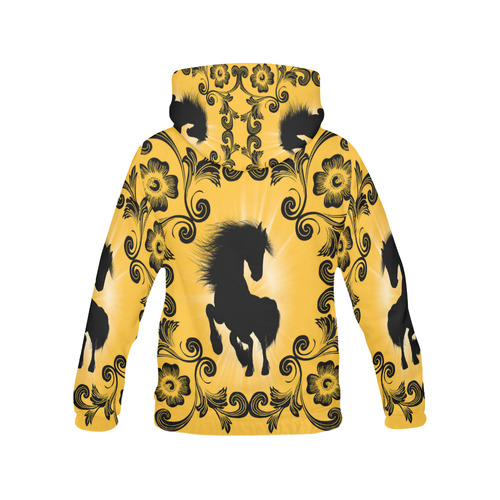 Black horse silhouette All Over Print Hoodie for Women (USA Size) (Model H13)