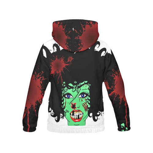 ZinZi the Zombie white All Over Print Hoodie for Women (USA Size) (Model H13)