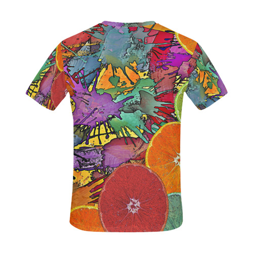 Pop Art Pattern Mix ORANGES SPLASHES multicolored All Over Print T-Shirt for Men (USA Size) (Model T40)