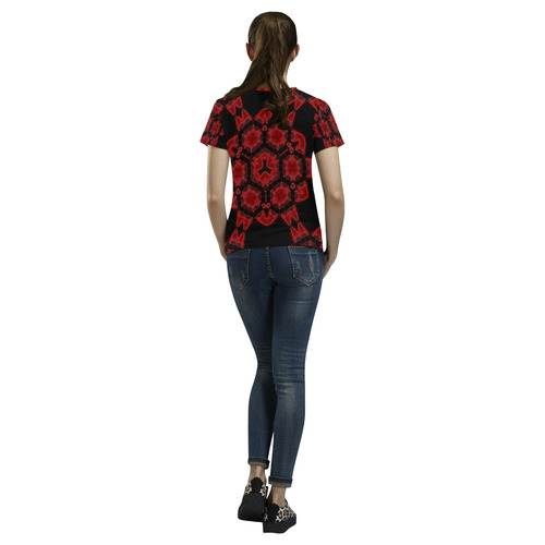 Red Alaun Mandala All Over Print T-Shirt for Women (USA Size) (Model T40)