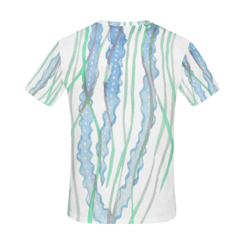 Watercolore JELLY FISH Blue Lilac Green All Over Print T-Shirt for Men (USA Size) (Model T40)