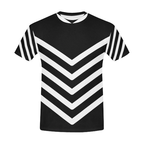 Modern Black Background Chevron Stripes Cut All Over Print T Shirt For Men Usa Size Model T40 Id D
