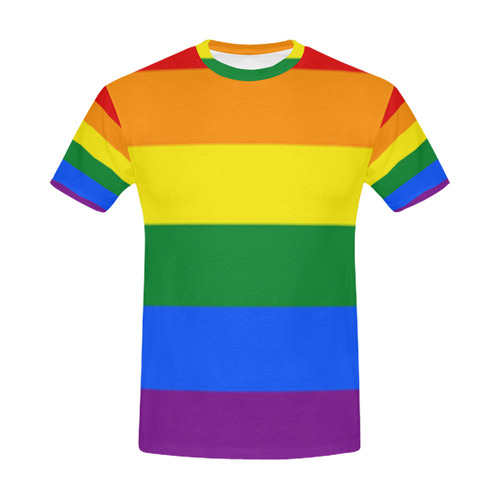 Gay Pride Rainbow Flag Stripes All Over Print T-Shirt for Men (USA Size) (Model T40)