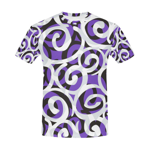 Black White Grey SPIRALS pattern ART All Over Print T-Shirt for Men (USA Size) (Model T40)