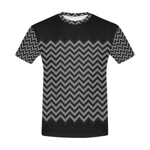 Chevron ZigZag black & white transparent All Over Print T-Shirt for Men (USA Size) (Model T40)