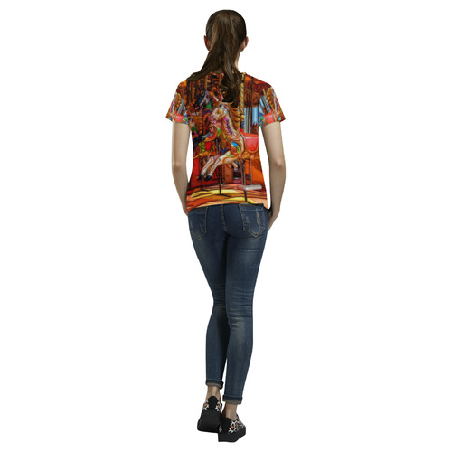 Take A Ride On The Merry-go-round All Over Print T-Shirt for Women (USA Size) (Model T40)