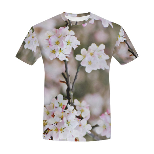 Photography Branch with Spring Flowers white All Over Print T-Shirt for Men (USA Size) (Model T40)