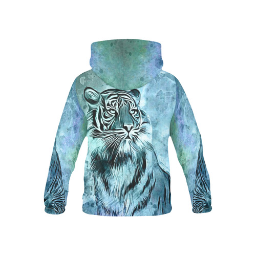 Watercolor Tiger All Over Print Hoodie for Kid (USA Size) (Model H13)