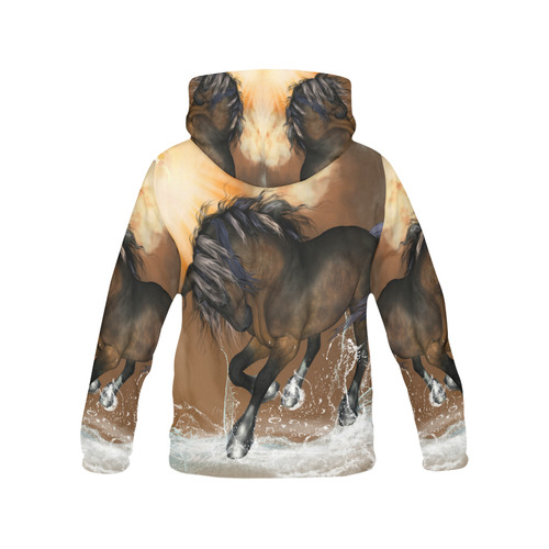 Wonderful horse with water splash All Over Print Hoodie for Women (USA Size) (Model H13)