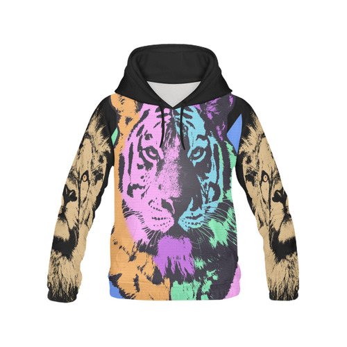 TIGER AND LION All Over Print Hoodie for Men (USA Size) (Model H13)