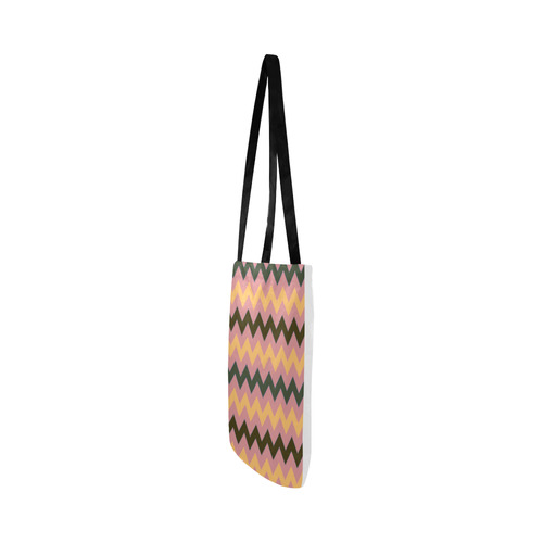 Designers Tote bag with zig-zag Stripes Reusable Shopping Bag Model 1660 (Two sides)