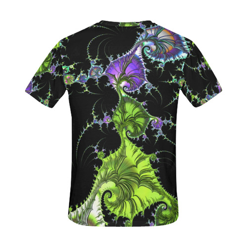 SPIRAL Filigree FRACTAL black green violet All Over Print T-Shirt for Men (USA Size) (Model T40)