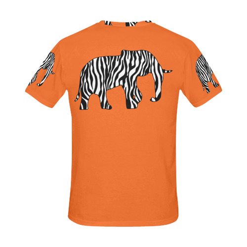 ZEBRAPHANT Elephant with Zebra Stripes black white All Over Print T-Shirt for Men (USA Size) (Model T40)