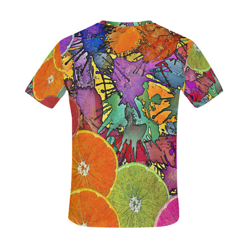 Pop Art Pattern Mix ORANGES SPLASHES multicolored All Over Print T-Shirt for Men (USA Size) (Model T40)