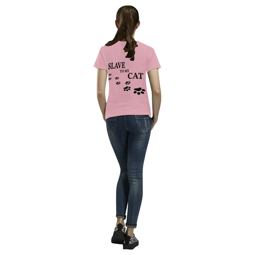 Slave To My Cat All Over Print T-Shirt for Women (USA Size) (Model T40)