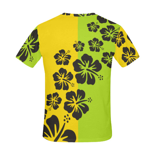 HIBISCUS aloha blossoms garland black All Over Print T-Shirt for Men (USA Size) (Model T40)
