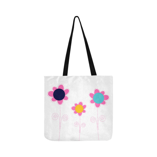 DESIGNERS BAG with Folk pink flowers Reusable Shopping Bag Model 1660 (Two sides)