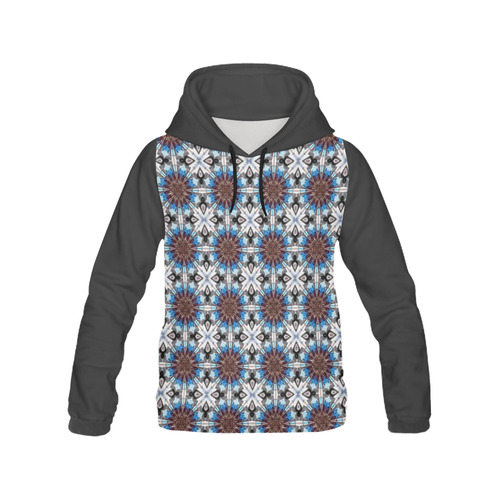 Blue Geometric All Over Print Hoodie for Women (USA Size) (Model H13)