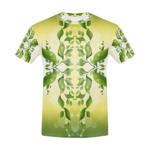 MAGIC LEAVES Kaleidoscope green yellow All Over Print T-Shirt for Men (USA Size) (Model T40)